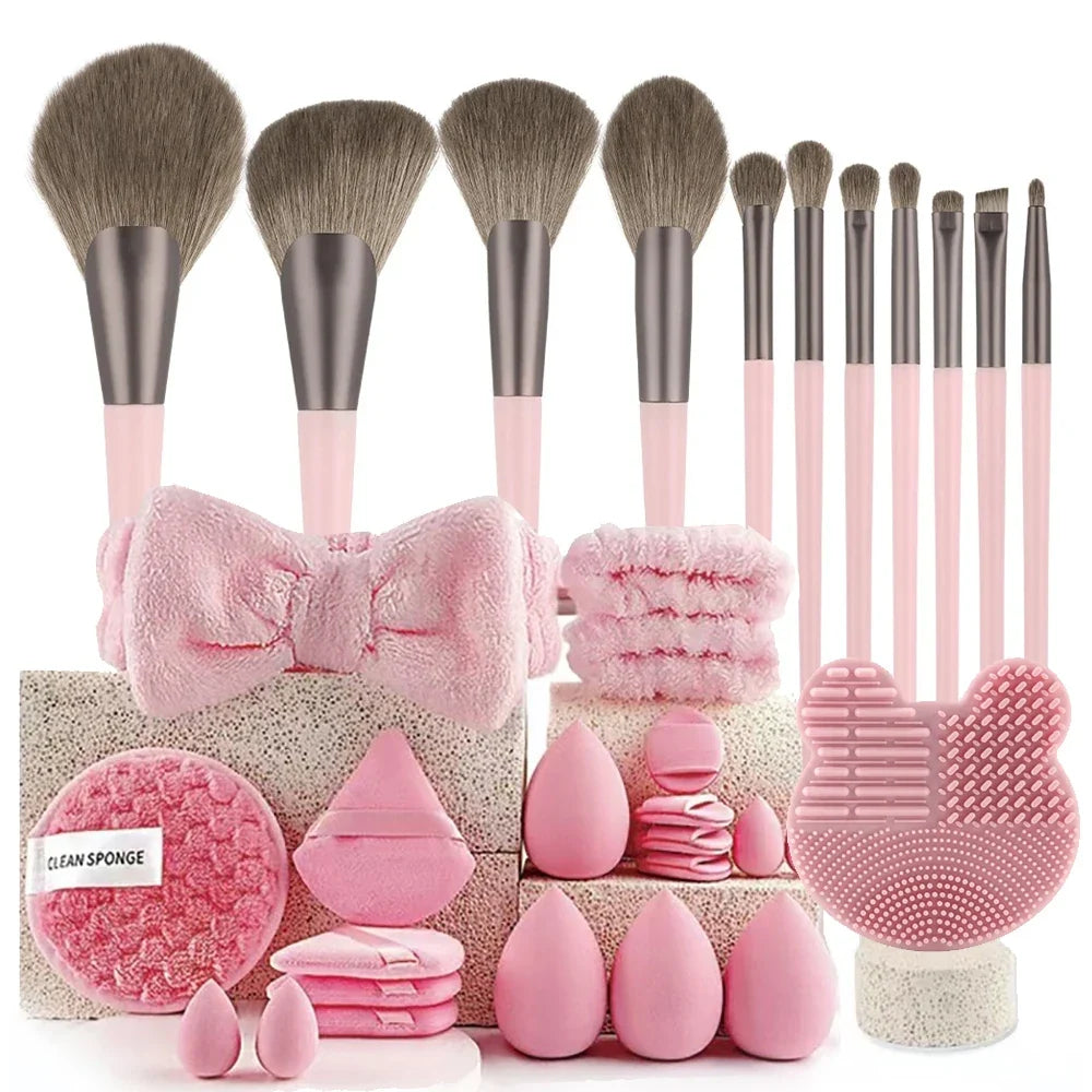 33pcs beauty set makeup kit  large and small beauty sponges for flawless makeup application and removal of makeup full set