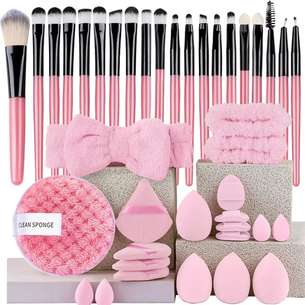 33pcs beauty set makeup kit  large and small beauty sponges for flawless makeup application and removal of makeup full set