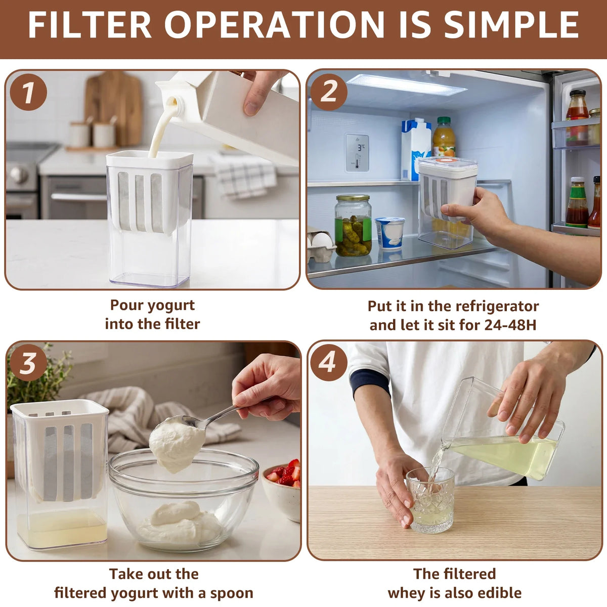 Yogurt Filter Food Strainer 1100ML Yogurt Machine Filter Screen