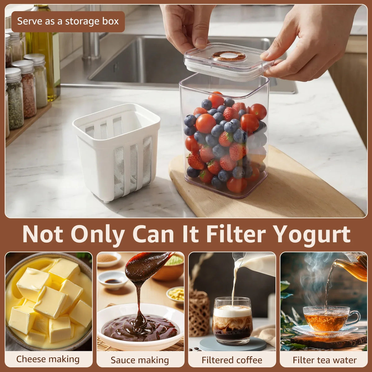 Yogurt Filter Food Strainer 1100ML Yogurt Machine Filter Screen